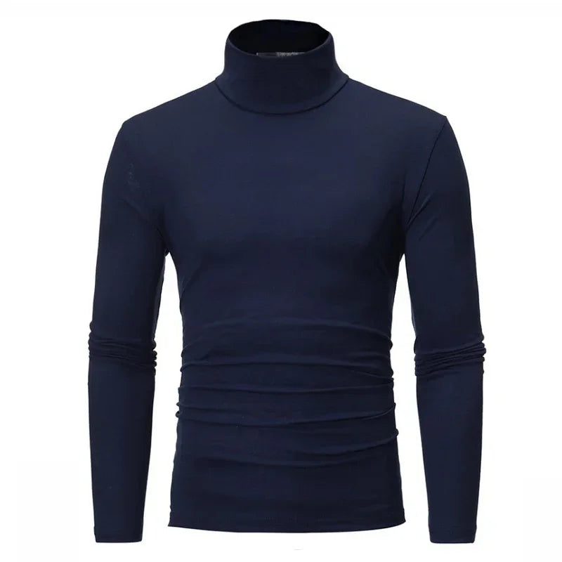 Spring Autumn Thin Men Pullovers Sweaters Turtleneck Knitted Sweater for Men Cotton Clothing Male Sweaters Full Black White Tops