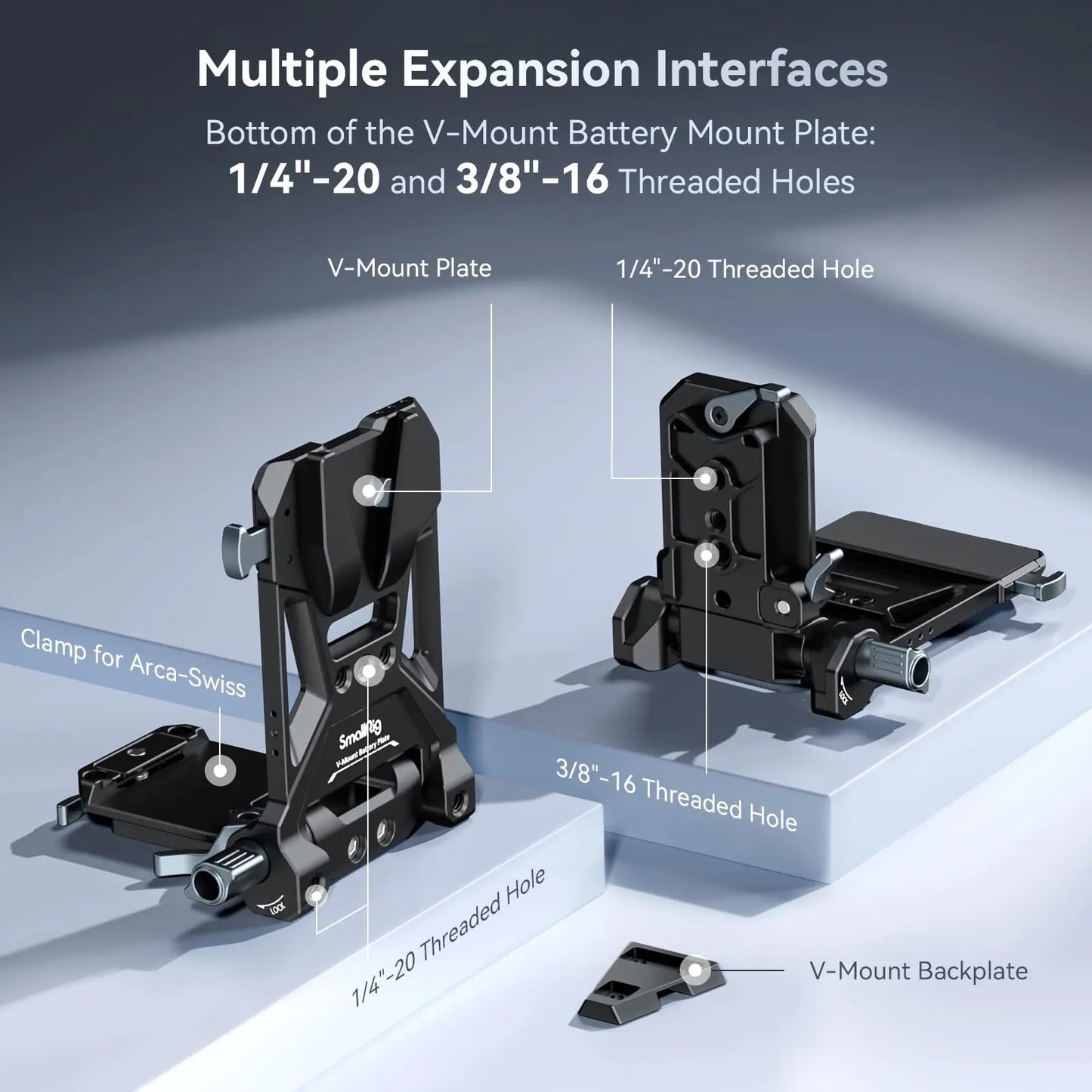 SmallRig V-Mount Battery Plate, V Lock Battery Mounting Plate with 1/4"-20 & 3/8"-16 Threaded Holes for DSLR Camera, Tripod 4505