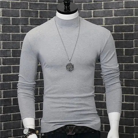 Harajuku Oversized Casual Men's Turtleneck T-Shirt with Long Sleeves Autumn and Winter Slim Fit Underwshirt Couples T-shirt Tops