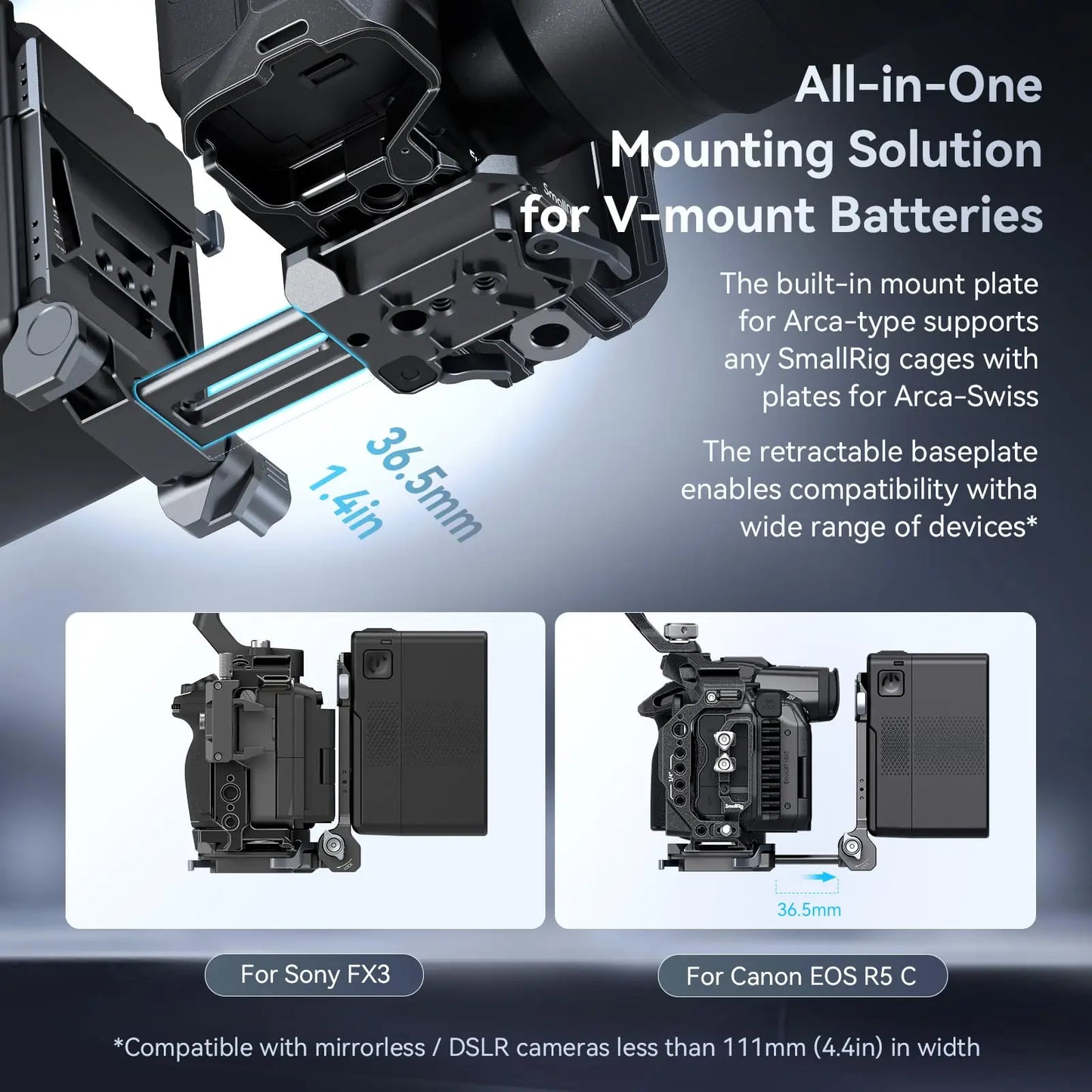 SmallRig V-Mount Battery Plate, V Lock Battery Mounting Plate with 1/4"-20 & 3/8"-16 Threaded Holes for DSLR Camera, Tripod 4505