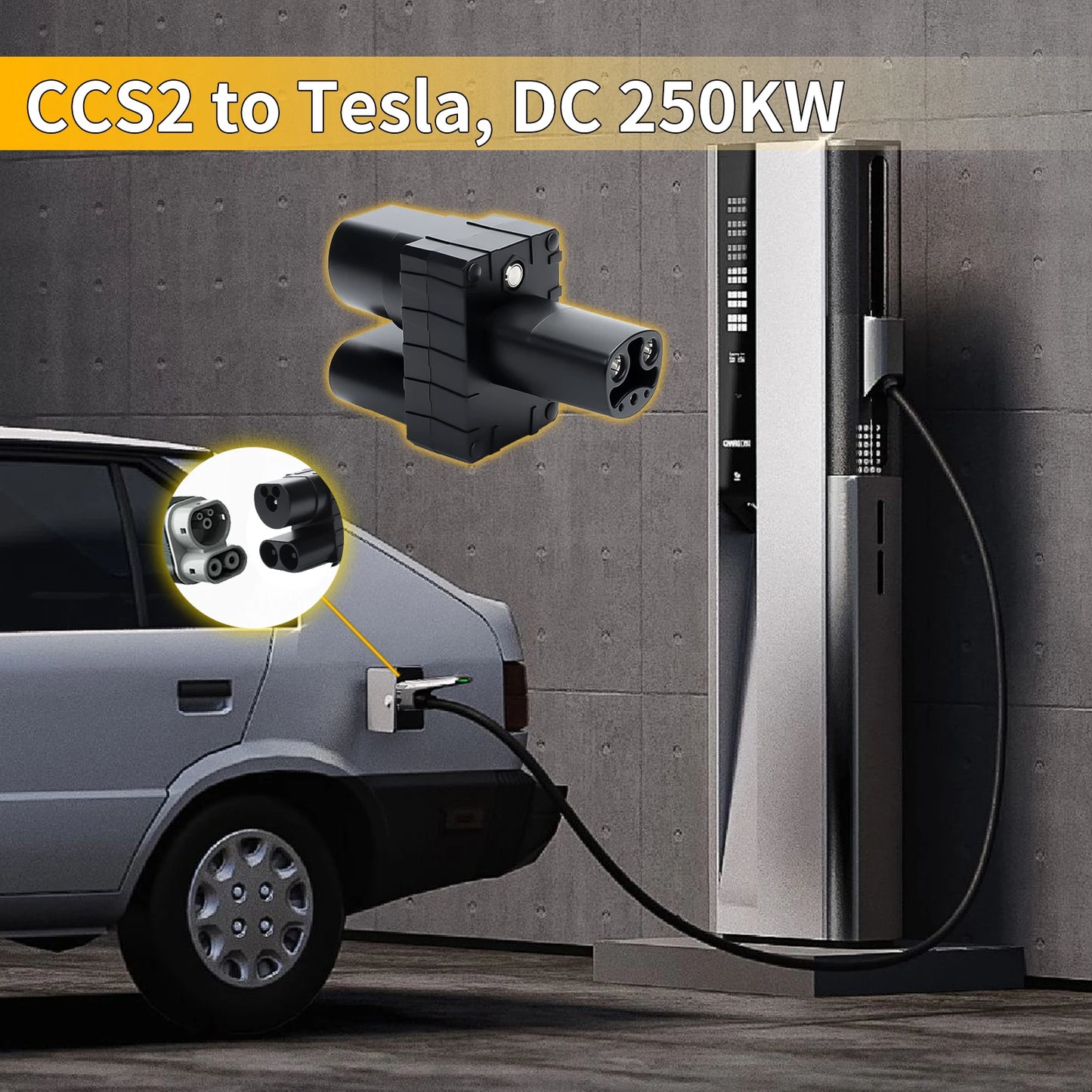 CCS2 to Tesla EV Charging Adapter 250A CCS2 Combo Tesla Convertor for Car Charger CCS2 Tesla Adapterr