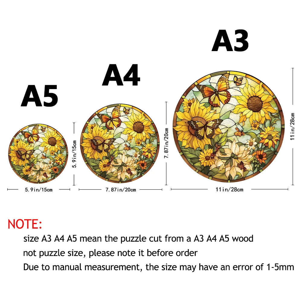 Sunflower Butterfly Creative Alien Wood Puzzle, Difficult to Play Irregular Animal Fragment Puzzle, Relieve Stress Christmas Gif