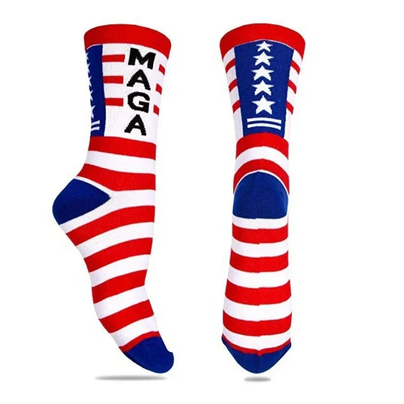 Funny President Donald Trump Socks Men Trump Flag Maple Socks Compression Socks Streetwear Hip Hop Socks Men