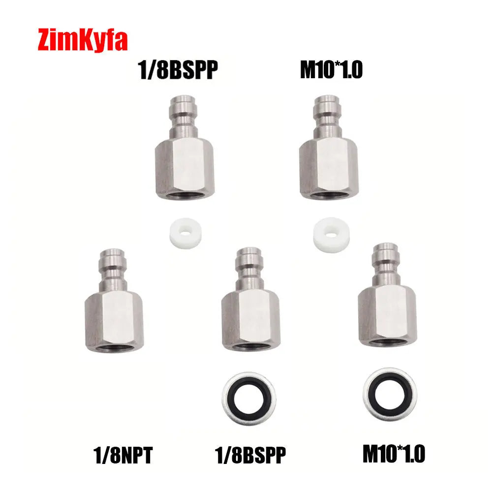 CO2 8mm Quick Connect Stainless Steel Air Charging Hose Release Coulper Male Pulg 1/8"NPT / 1/8"BSPP / M10*1.0