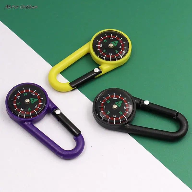 Mini Compass With Hook 2-in-1 Multifunctional Hiking ABS Carabiner Sensitive Guide Outdoor Mountaineering Key Ring Camping Tool