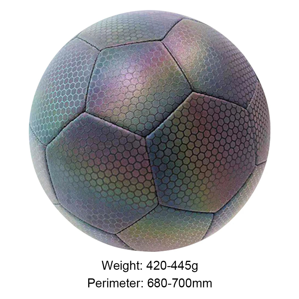 Luminous Glowing Soccer Ball Size 5 Soccer Ball Reflective Standard Holographic Sports Entertainment Practice Training Equipment