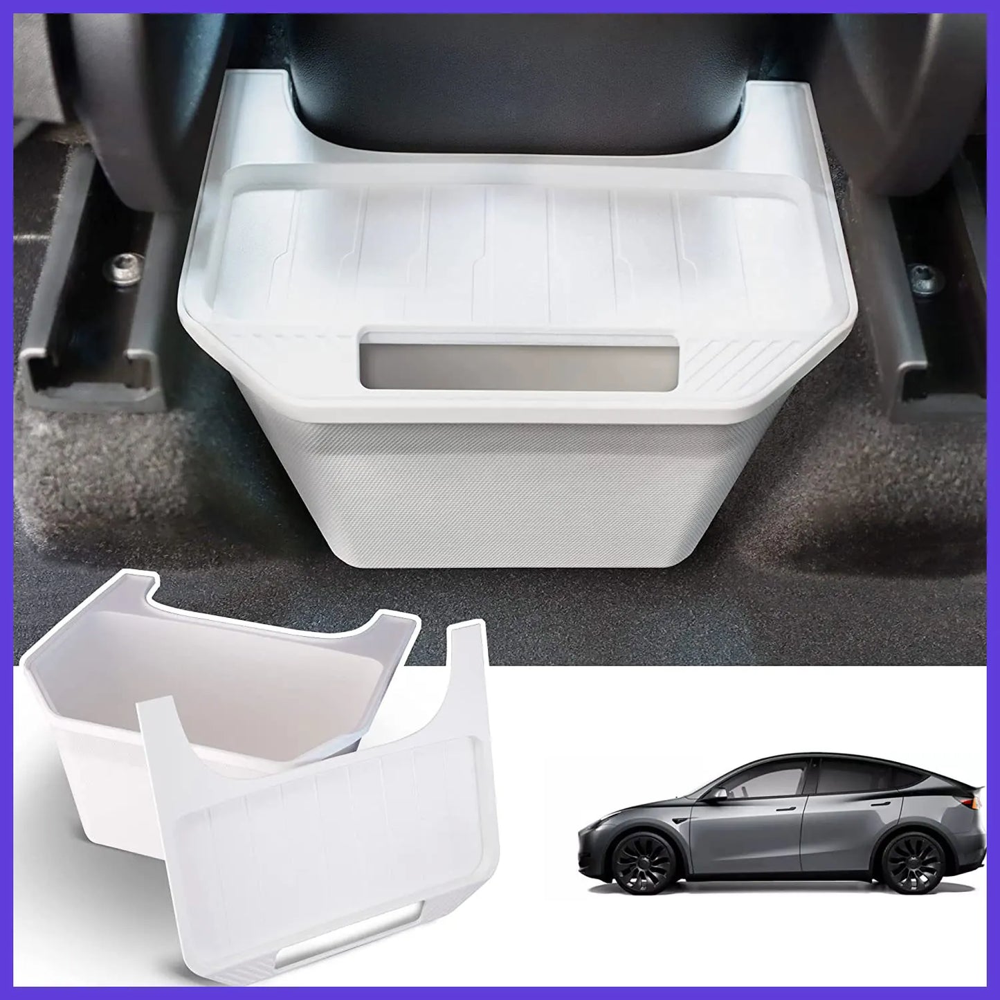 For Tesla Model Y New Rear Center Console TPE Storage Box 2024 2023 2022 Backseat Organizer Tray 2nd Row Container Trash Can