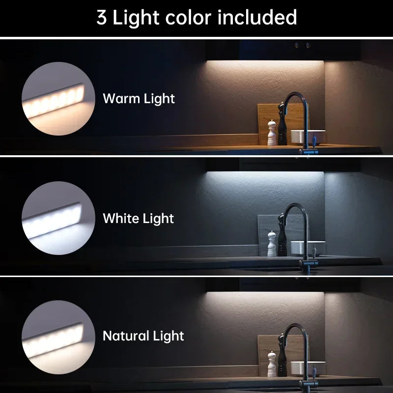 LED Night Light 10/20/30/40/60CM USB Motion Sensor Light TYPE-C Cabinet Light Wardrobe Lamp For Kitchen Cabinet Bedroom Lighting