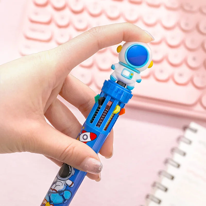 25Pcs/Lot Cute Cartoon Astronaut 10 Color Ballpoint Pen Creative Multicolors Pens Office Writing Supplies Kids School Stationery