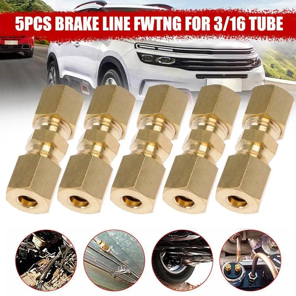 Brass Compression Fitting Straight Union Connector For 3/16" Tube Auto Brake Hose Car Brake Line Fittings Auto Replacement Part