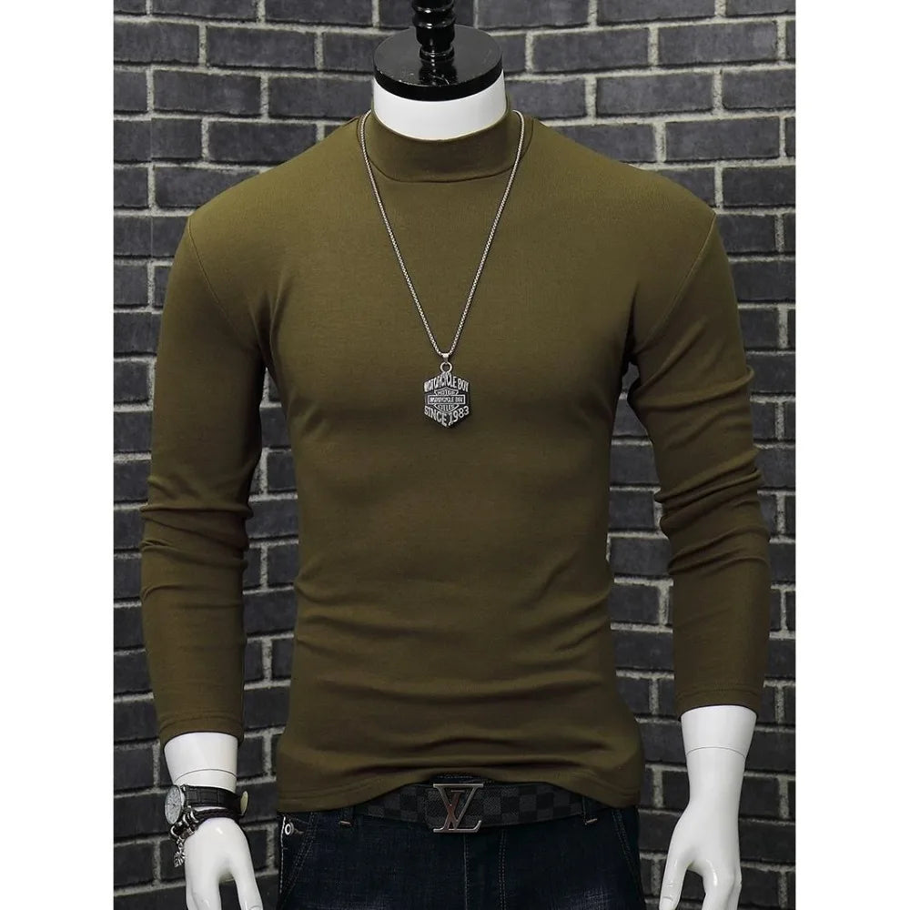 Harajuku Oversized Casual Men's Turtleneck T-Shirt with Long Sleeves Autumn and Winter Slim Fit Underwshirt Couples T-shirt Tops
