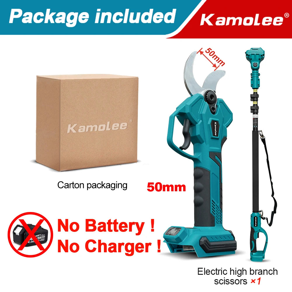 Kamolee 50mm Brushless Cordless Electric scissors Pruner pruning Shears Efficient Fruit Tree Bonsai Pruning Branche Cutter
