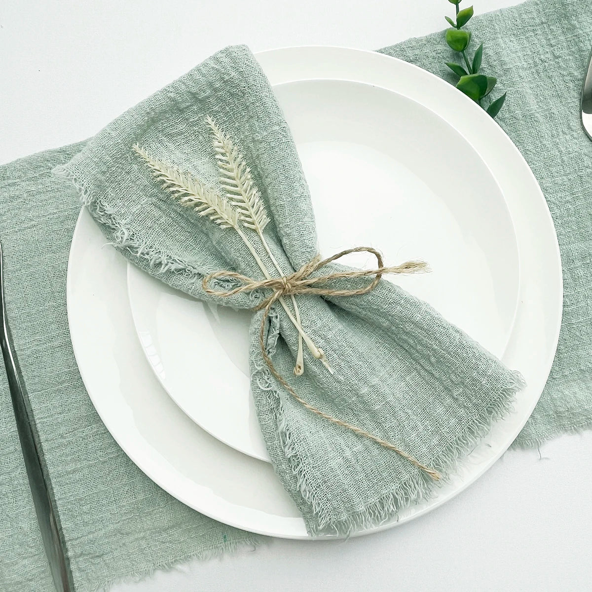 10pcs 32x32cm Wholesale terracotta Gauze Cotton Napkin Reusable Tea Towel Wedding Party Christmas Table Decor Retro Burrs napkin