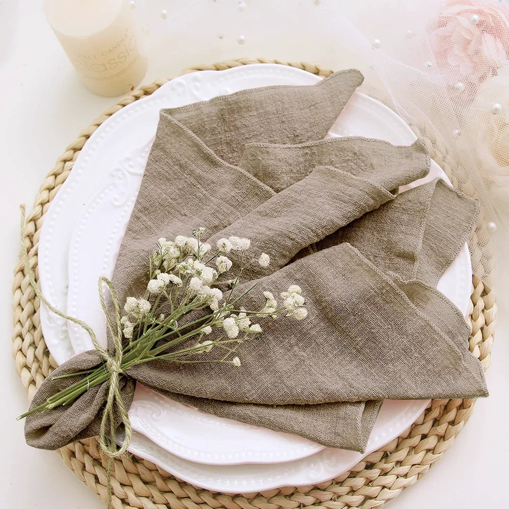 10pcs Cotton Cloth Napkins Gauze Fabric Blue 30x30cm for Wedding Party Birthday Tea Towel Table Baby Shower Christmas Napkins