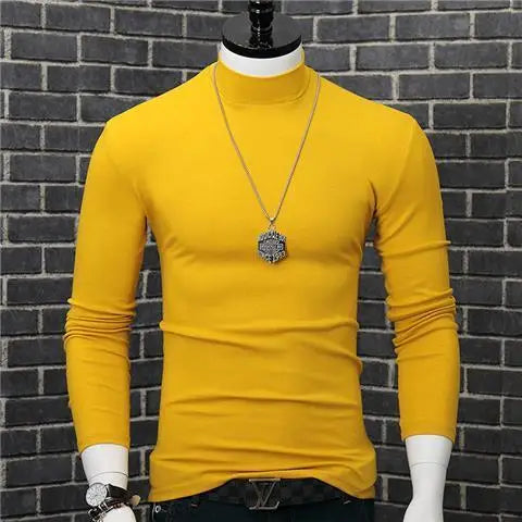Harajuku Oversized Casual Men's Turtleneck T-Shirt with Long Sleeves Autumn and Winter Slim Fit Underwshirt Couples T-shirt Tops