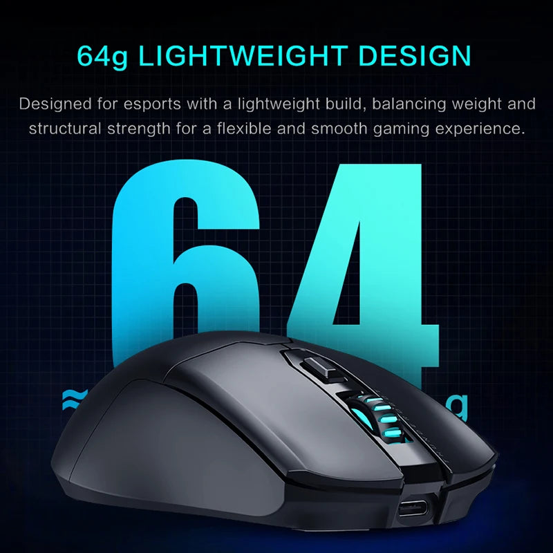 Thunderobot ML602 Three-mode Mouse Gaming Esports Wireless Bluetooth 2.4G Wired PAW3395 Esports Sensor for Laptop PC Gaming