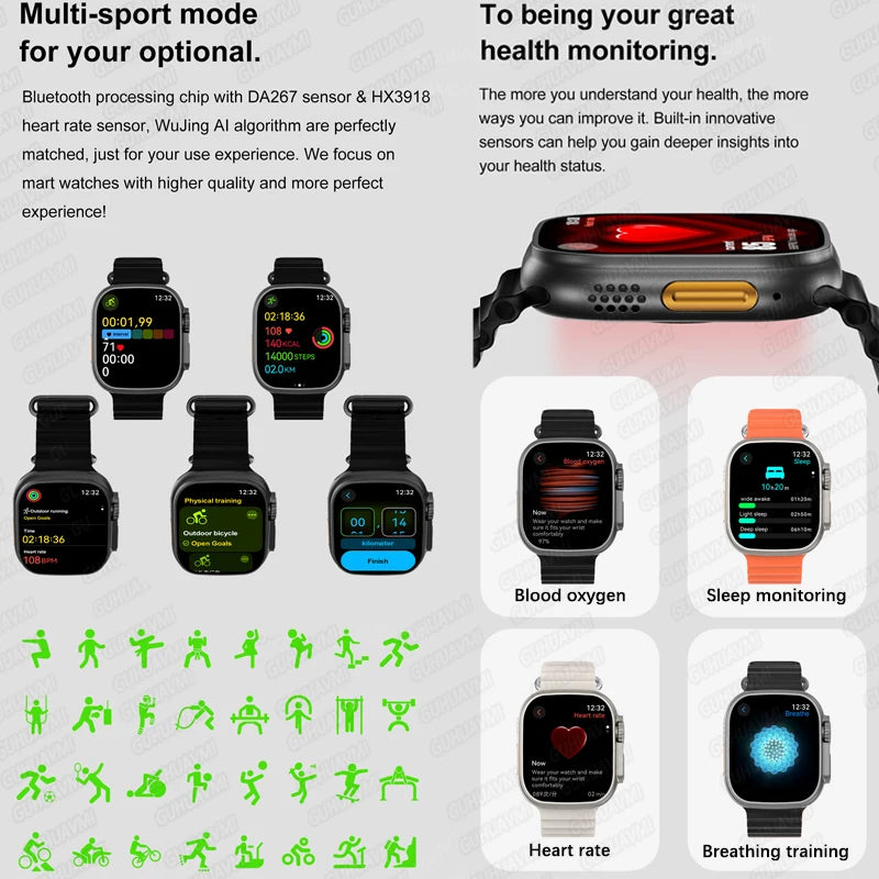 Fashion NEW DT Ultra 3 32GB Smart Watch Google Map Music Video Player HD Bluetooth Call APP Store NFC Smart AI Voice Sport Watch