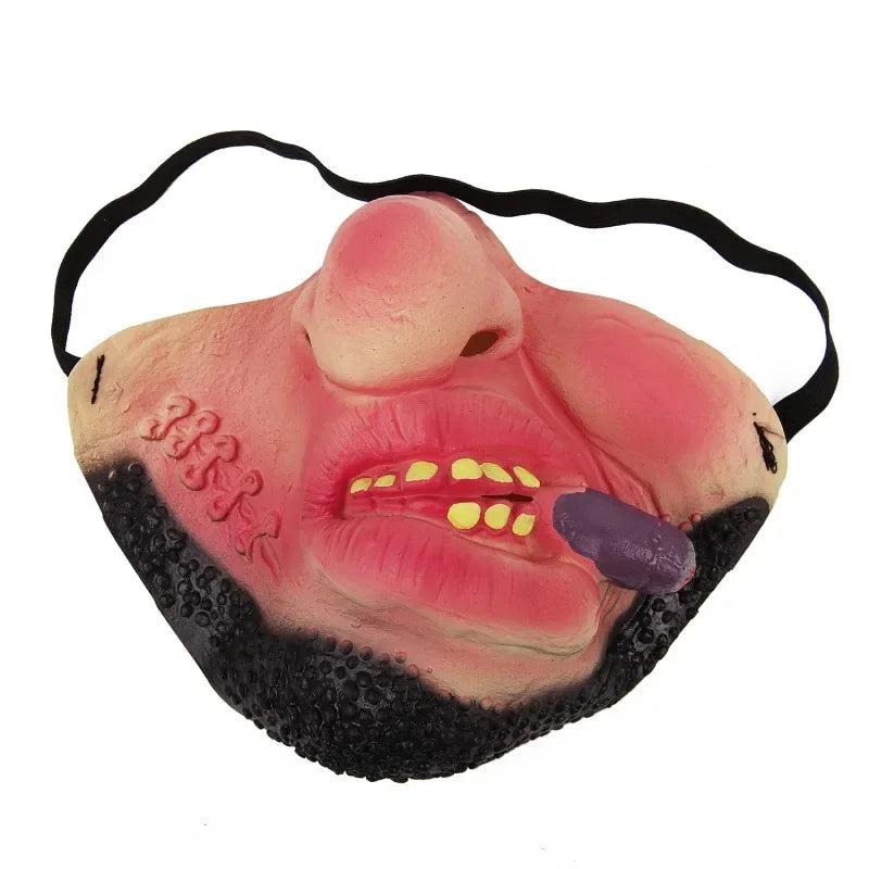 Funny Latex Half Face Masks Women Men Adult Brown Halloween Party Cosplay Props Horrible Soft Elastic Masks Fashion Accessories