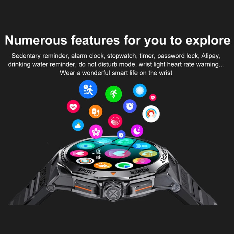 AMOLED K62 Smart Watch Men Voice Assistant Dial Bluetooth Call Music Heart Rate IP68 Waterproof Timer Sport Smartwatch 400mAh