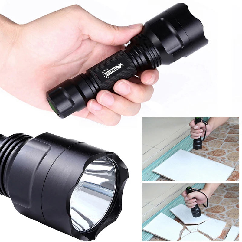 LED Tactical Hunting Flashlight Green/Red/White USB Rechargeable Waterproof Torch Professional Shooting Night Scout Lights Set