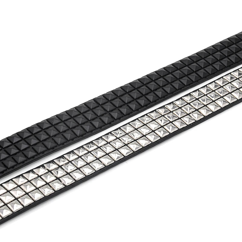 GAOKE Pyramid Rivet Waist Men&Women's Studded LeatherBelt Punk Rock hardware With Pin Buckle Drop Shipping Waistbrand Black jean