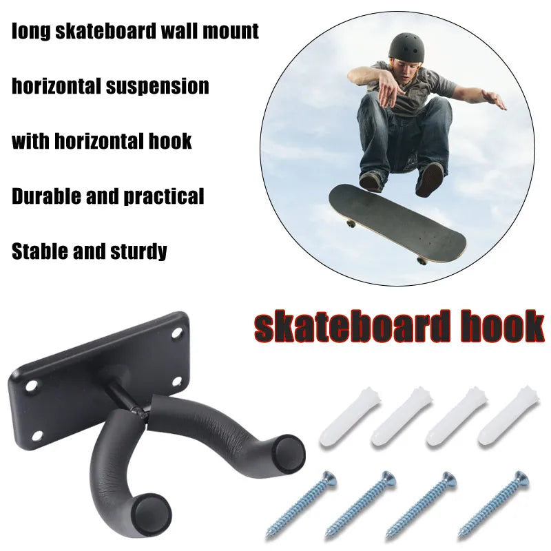 Durable Wall Mount Skateboard Deck Display Wall Mount Horizontal Hanger Rack Stable and Sturdy Longboard Storage Display Rack