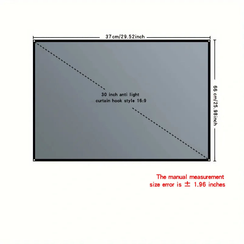Foldable and portable projection screen, metal anti light 30-133 inches, suitable for low lumen projectors and high-definition
