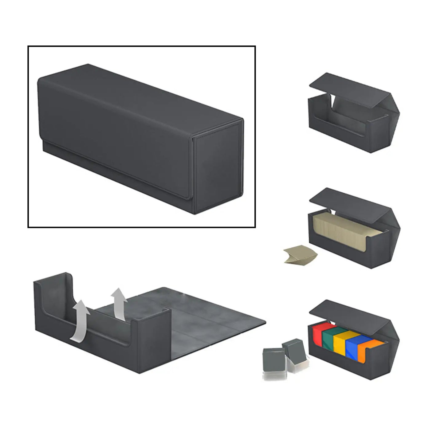Premium Deck Box Large Size for 400+ Sleeved Cards PU Leather Card Holder for TCG Trading Card Storage Box Deck Boxes