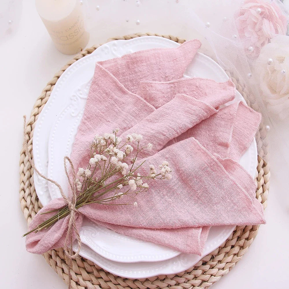 10pcs Cotton Cloth Napkins Gauze Fabric Blue 30x30cm for Wedding Party Birthday Tea Towel Table Baby Shower Christmas Napkins