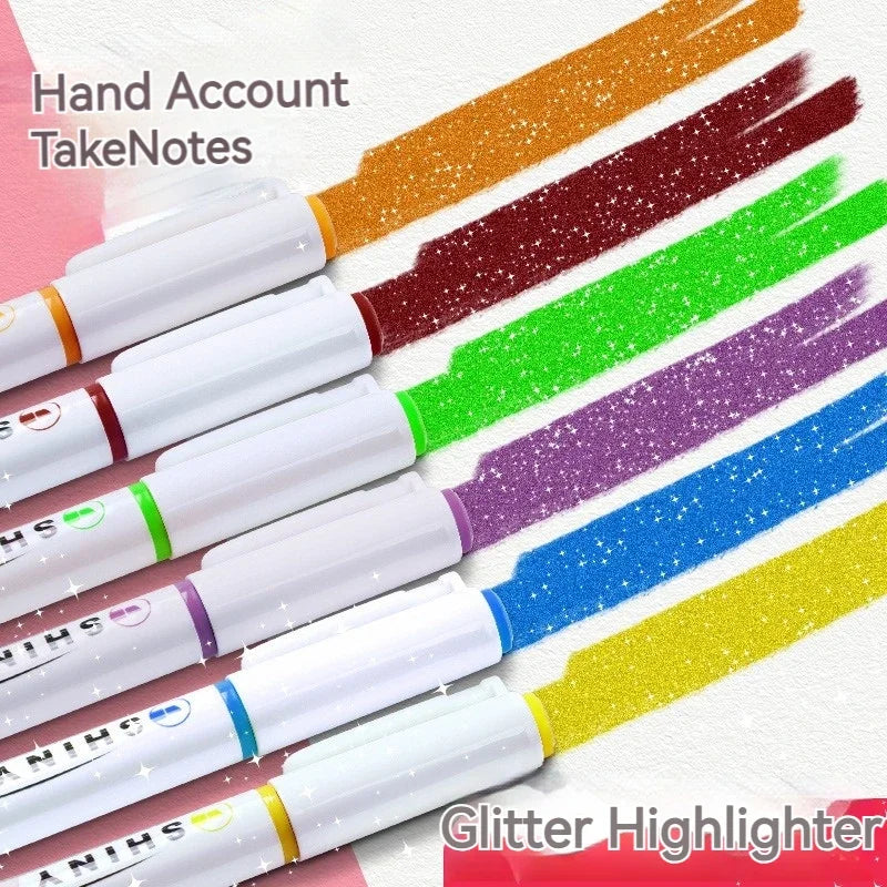 4pcs Glitter Color Shiny Pens Set Bling Sparkling Highlighter Marker 4mm Brush for Drawing Painting Art School Metallic Glitter