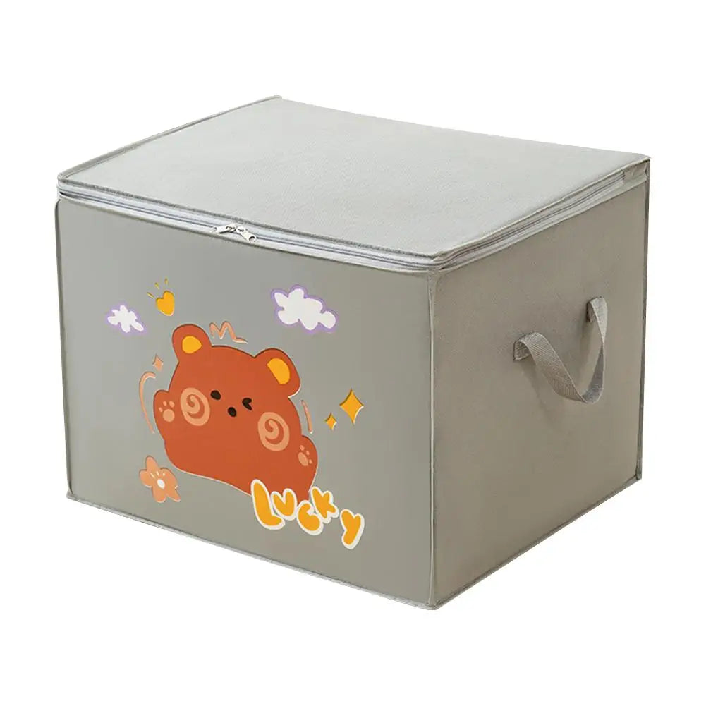 Large Capacity Clothes Quilt Storage Bag Cute Printed Dust-proof Storage Foldable Wardrobe Box Organizer Clothes Pattern C0o9