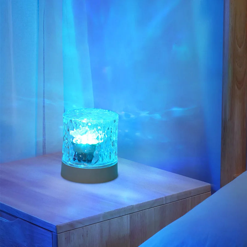 Crystal Lamp Water Ripple Projector Night Light Decoration Home Houses Bedroom Aesthetic Atmosphere Holiday Gift Sunset Lights