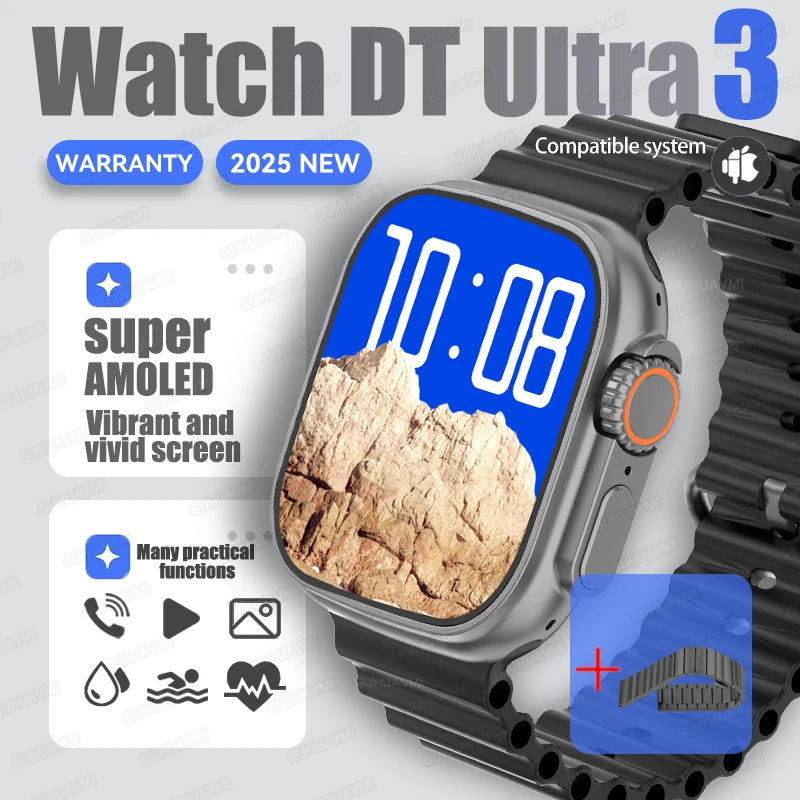 Fashion NEW DT Ultra 3 32GB Smart Watch Google Map Music Video Player HD Bluetooth Call APP Store NFC Smart AI Voice Sport Watch