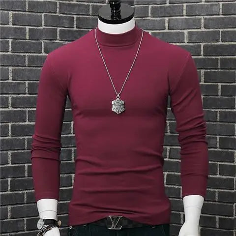 Harajuku Oversized Casual Men's Turtleneck T-Shirt with Long Sleeves Autumn and Winter Slim Fit Underwshirt Couples T-shirt Tops