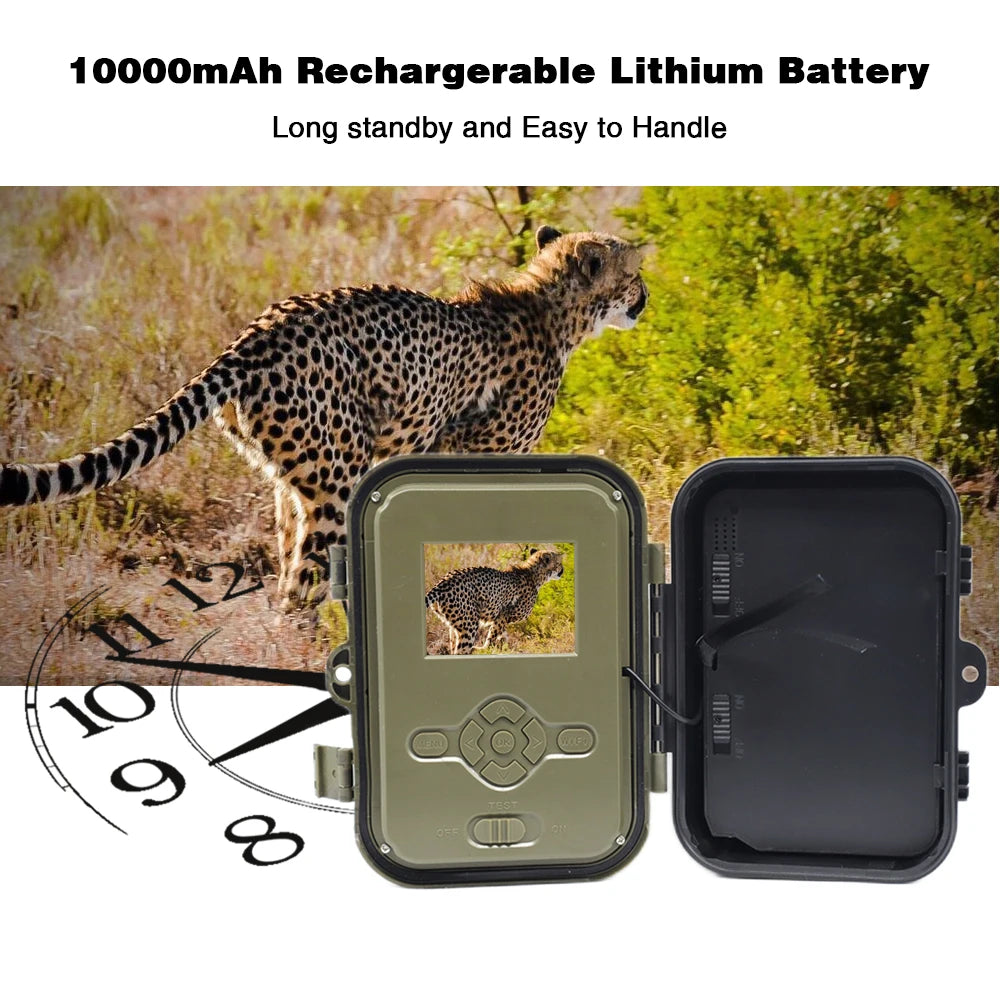 Outdoor 4K 10000mah Lithium Battery Waterproof Trail Camera HD 36MP Infrared Night Vision Motion Activated Trap Game Cam