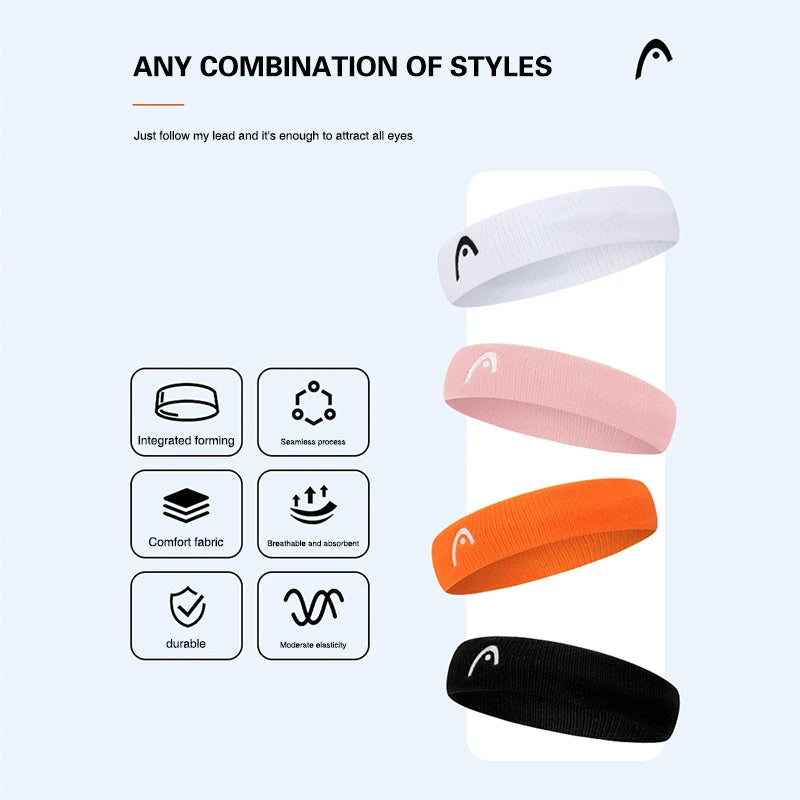 Original HEAD Exercise Headband Fitness Sweat Absorption Belt Badminton Basketball Running Headband Tennis Sports Headbands