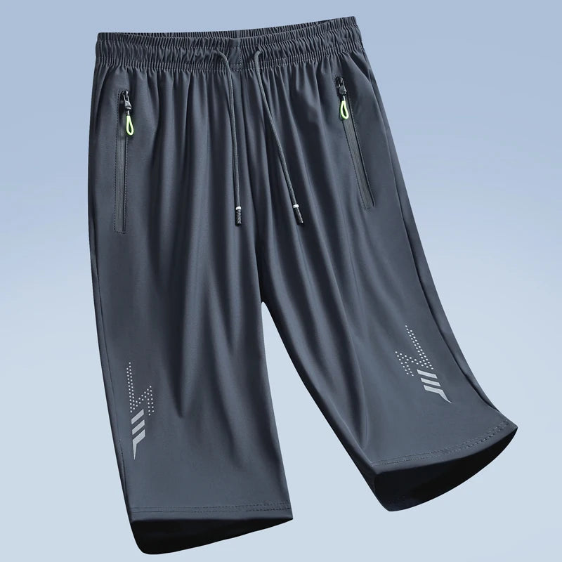 New Fashion Sports Shorts Men Breathable Quick Dry Men's Short Pants Men Breathable Elastic Waist Shorts Male Bottom Black XXXL