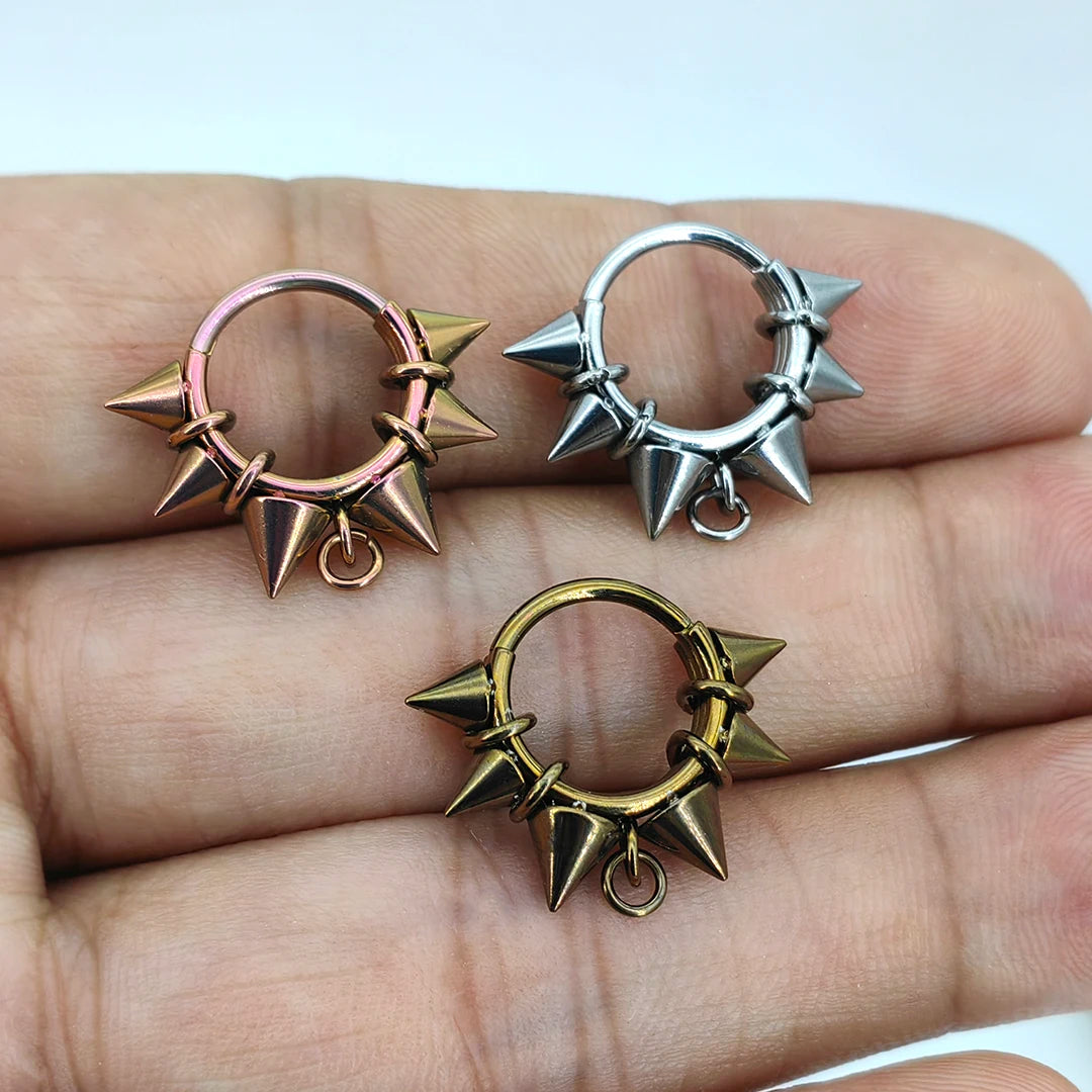 MDNEN ASTM F136 Titanium Three Layers Binding Hinged Segment Clicker Earring Cartilage Nose Hoop Septum Rings Piercing Jewelry