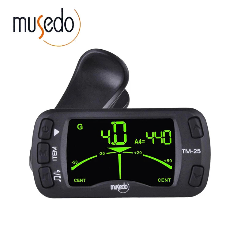 Musedo TM-25 Clip-on Electric Tuner & Metronome Guitar Chromatic Bass Violin Ukulele Universal Multifunction Portable