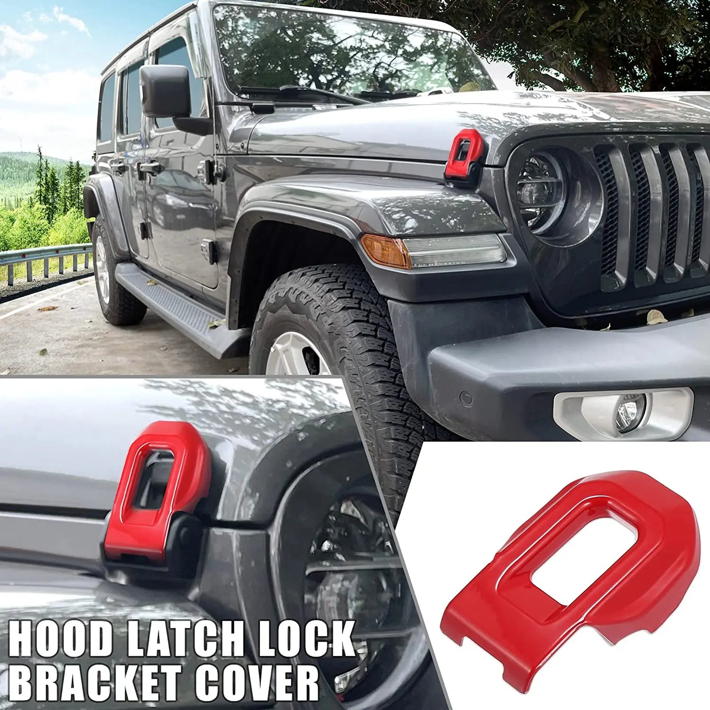 Hood Lock Catch Latches Decoration Cover Trim for Jeep Wrangler JL Gladiator JT 2018-2023