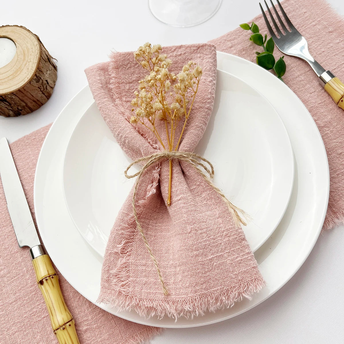 10pcs 32x32cm Wholesale terracotta Gauze Cotton Napkin Reusable Tea Towel Wedding Party Christmas Table Decor Retro Burrs napkin