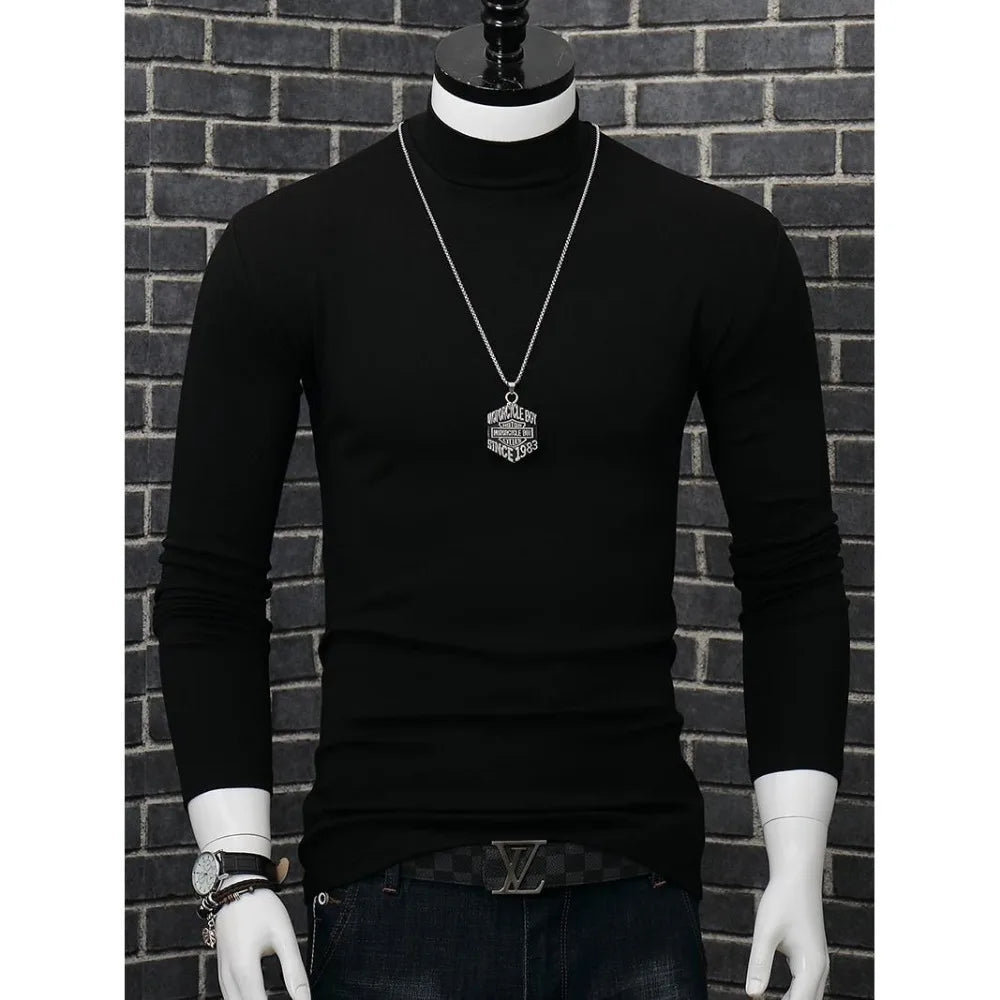 Harajuku Oversized Casual Men's Turtleneck T-Shirt with Long Sleeves Autumn and Winter Slim Fit Underwshirt Couples T-shirt Tops