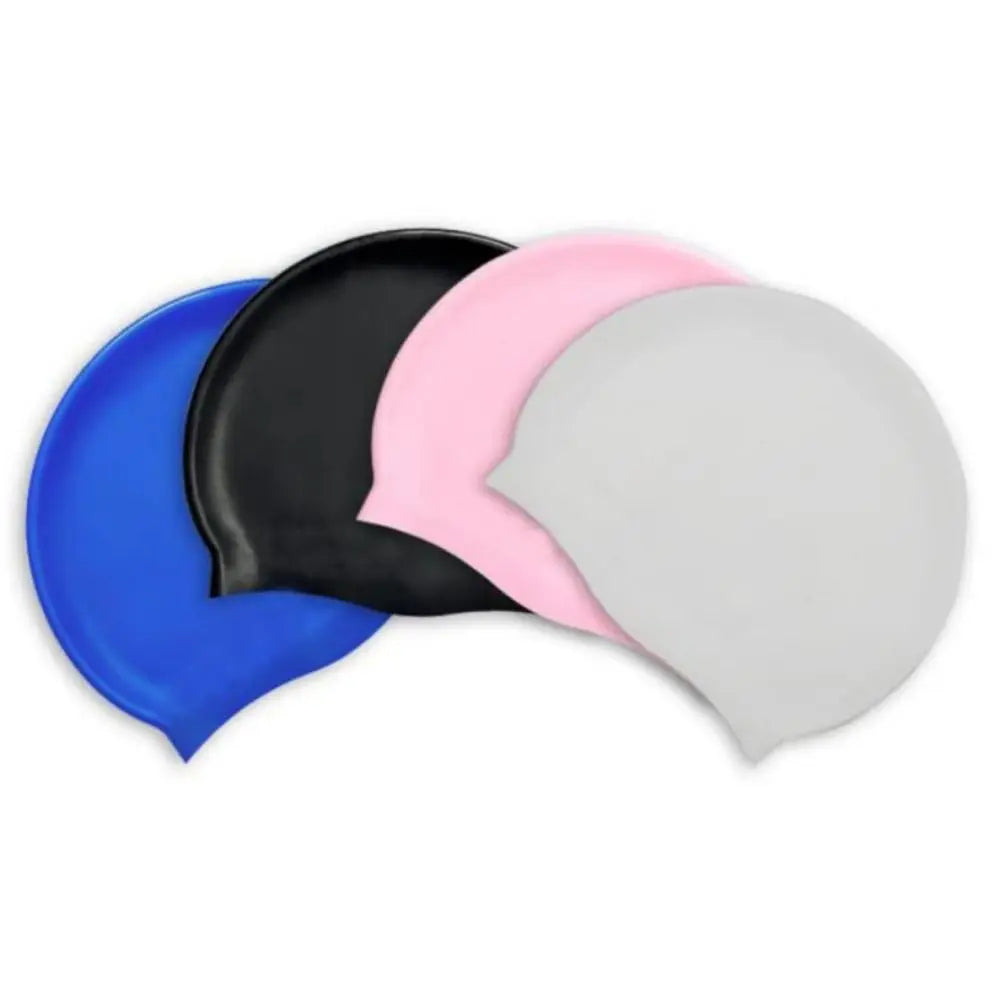 Pool Solid Color Silicone Protect Ears Long Hair Large Swim Caps Silicone Swimming Caps High Elastic Diving Hat Bathing Caps