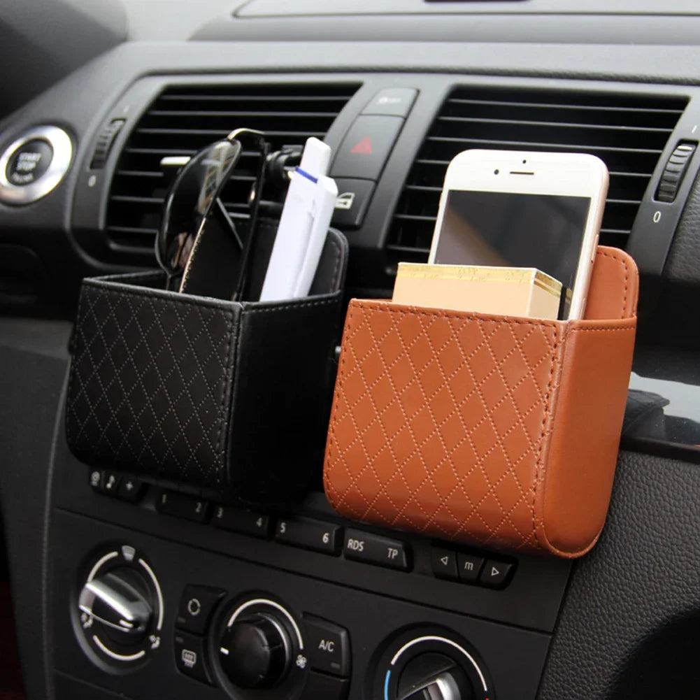 Car Storage Bag Interior Accessories Car Vent Outlet Phone Pocket Storage Box Organizer Debris Bag Holder Pouch Stowing Tidying