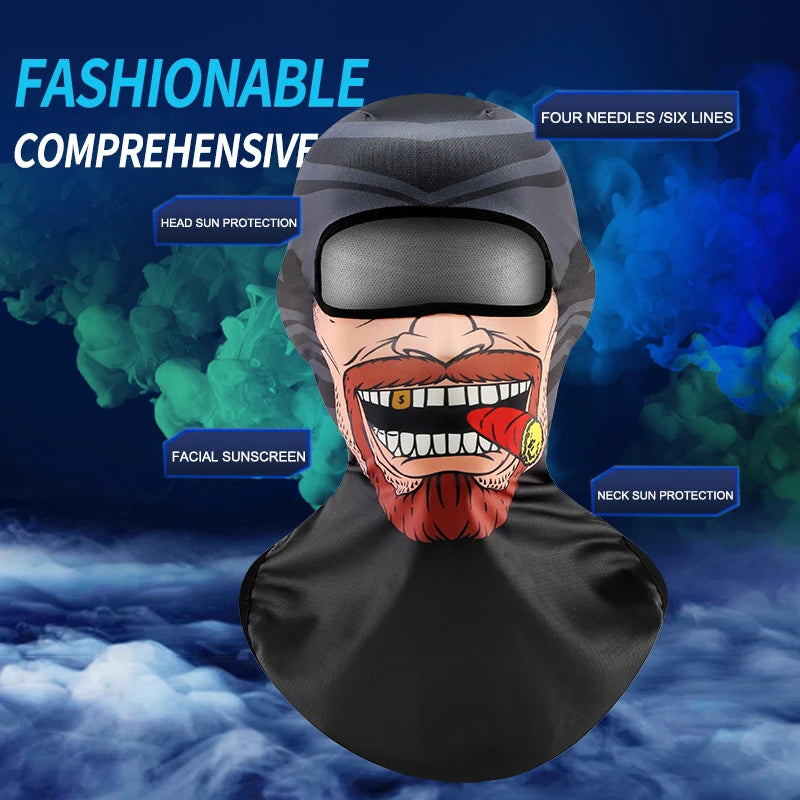 KUPOSS Funny Balacalava Summer Sun Protection Motorcycle Full Face Mask High Elasticity Breathable Quick Drying Headgear