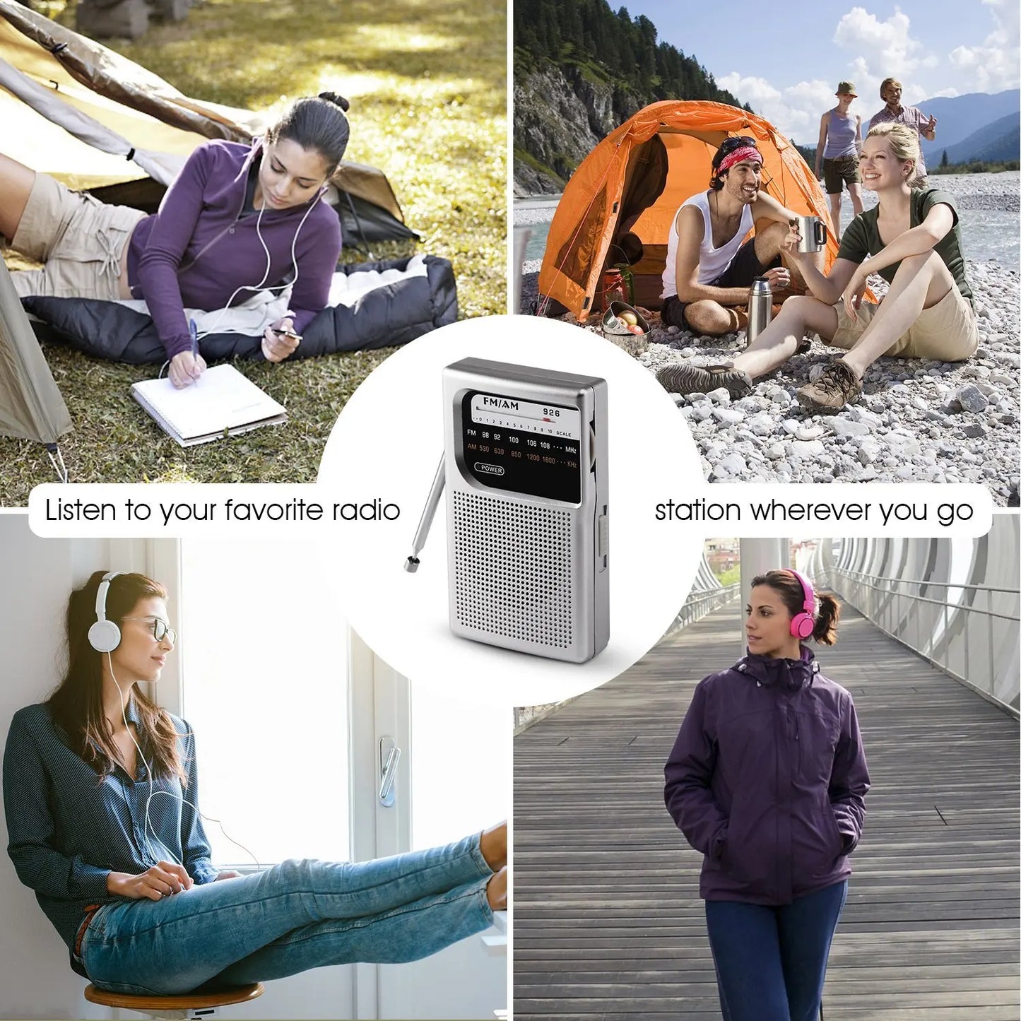 926 New AM FM Radio Battery Operated Portable Pocket Radio Telescopic Antenna Radios Player For Senior Home Walking