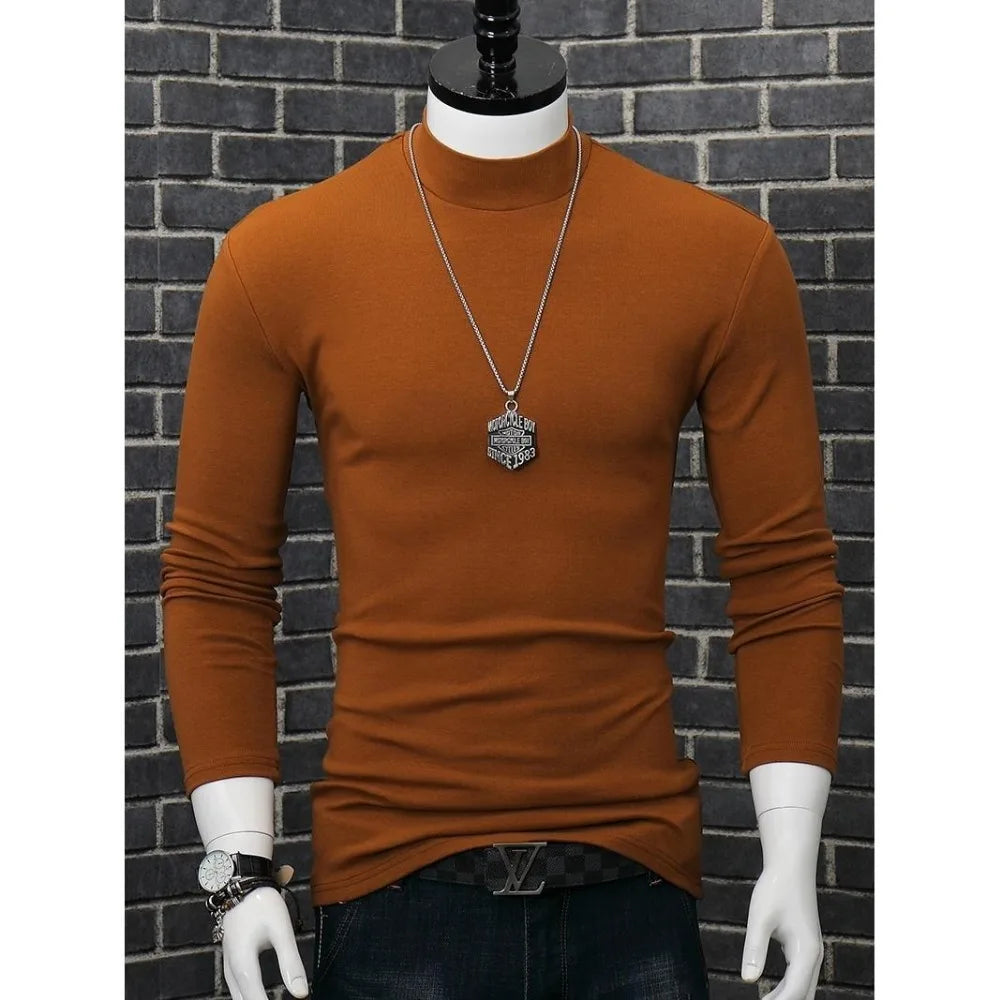 Harajuku Oversized Casual Men's Turtleneck T-Shirt with Long Sleeves Autumn and Winter Slim Fit Underwshirt Couples T-shirt Tops