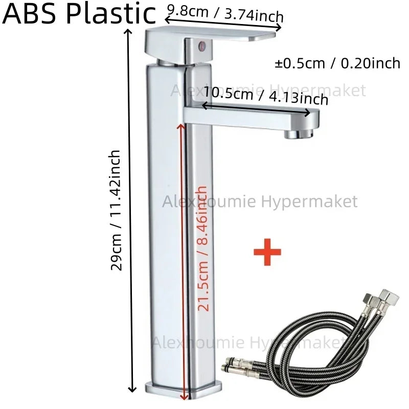 Bathroom Water Hot and Cold Faucet Single Handel Single Hole Deck Mounted Plastic Washbasin Bathtub Faucet G1/2