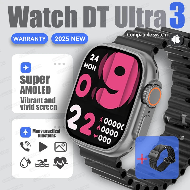 Fashion NEW DT Ultra 3 32GB Smart Watch Google Map Music Video Player HD Bluetooth Call APP Store NFC Smart AI Voice Sport Watch