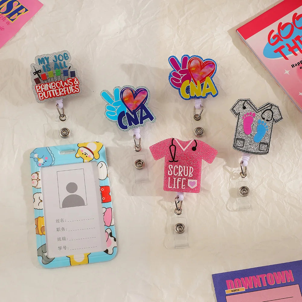 Stethoscope Needle Scrub Acrylic Charms Flat Back Glitter Epoxy Pedant Fit DIY ID Card Badge Holder Jewelry Making Nurse Gifts